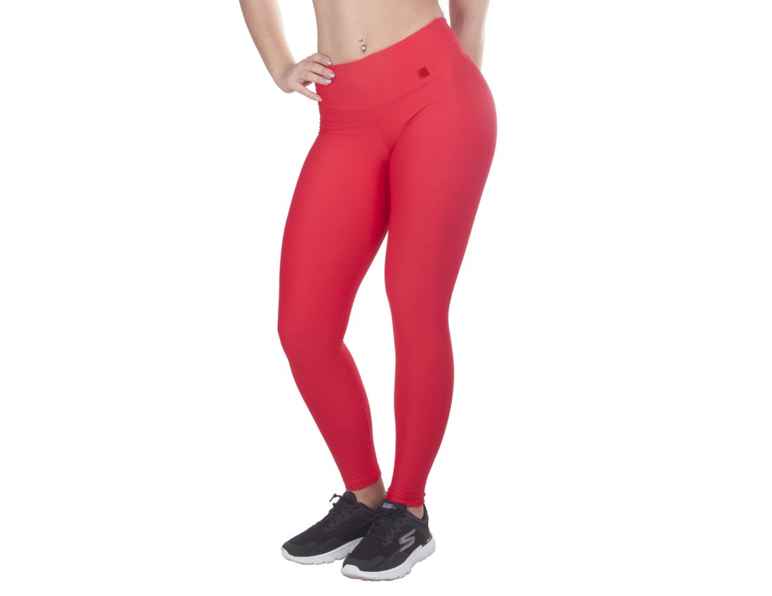 Legging texturizada de cor lisa.