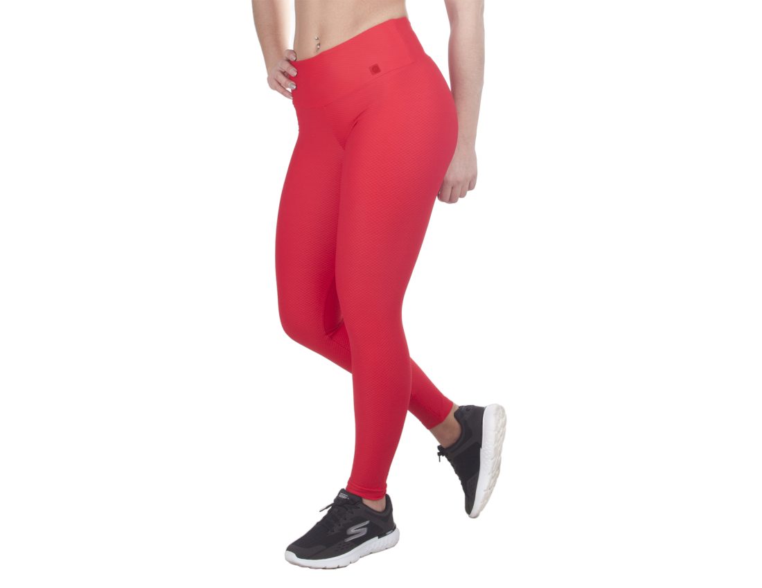 Legging texturizada de cor lisa.