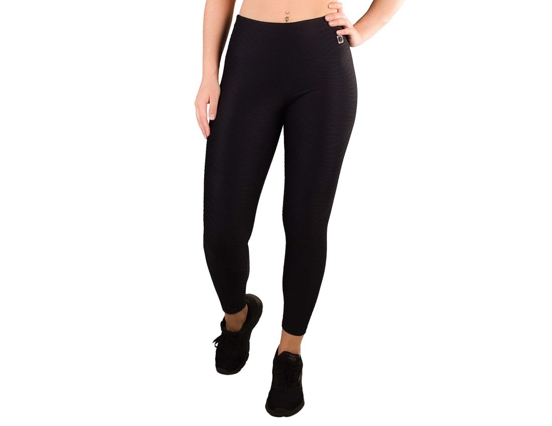 Leggings desporto cintura subida em malha com relevo