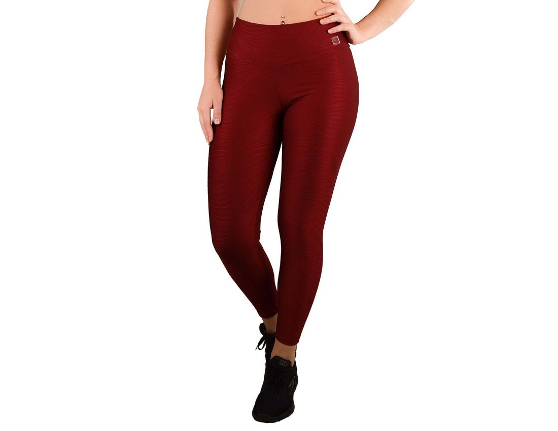 Leggings desporto cintura subida em malha com relevo