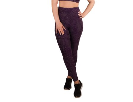 Leggings desporto cintura subida em malha estampada com relevo