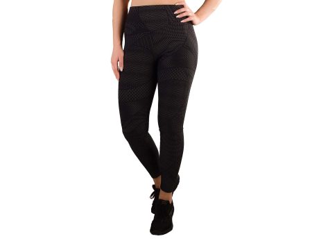 Leggings desporto cintura subida em malha estampada com relevo