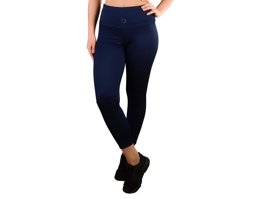 Leggings desporto cintura subida em malha com relevo