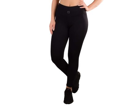 Leggings desporto cintura subida em malha com relevo